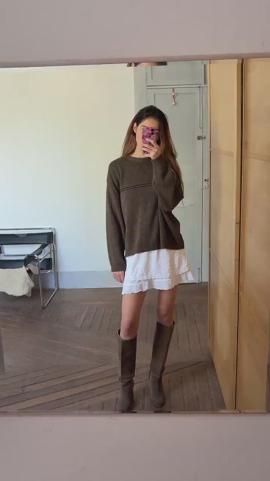 Vintage DARK ACADEMIA winter knit, Dark brown oversized jumper, Original vintage sweater