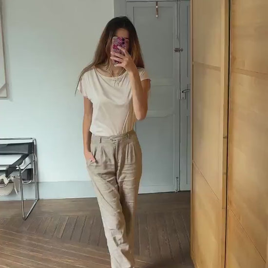 Vintage COS classic cream white tee - Luxury simple minimalist wardrobe essential - Off white Designer camisole