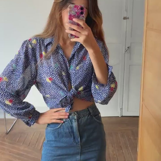 Vintage Serge Nancel Paris Sheer Floral Blouse – Retro Chic!