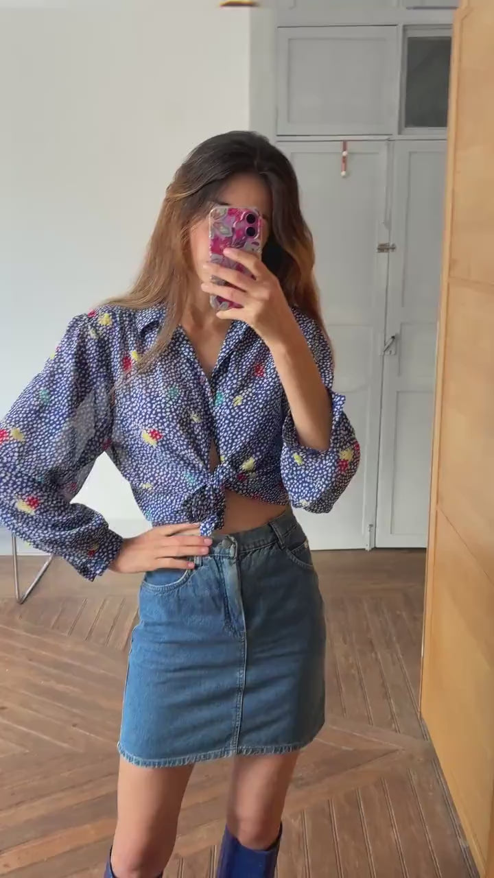 Vintage Serge Nancel Paris Sheer Floral Blouse – Retro Chic!