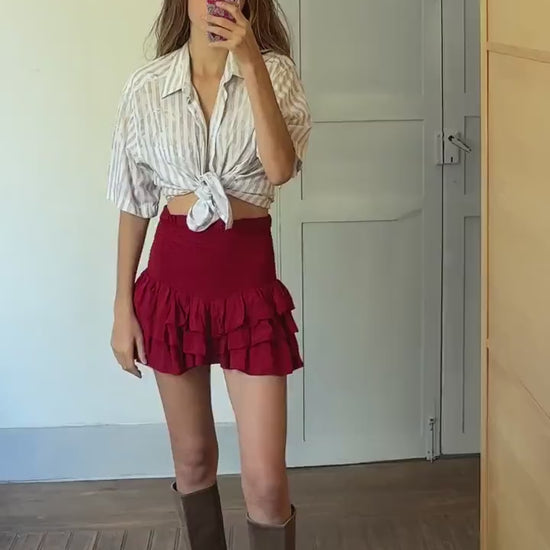 Vintage striped floral Button-Down Shirt - Oversized Summer Shirt