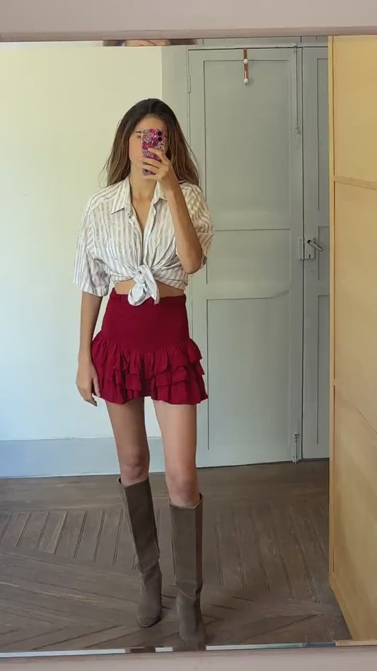 Vintage striped floral Button-Down Shirt - Oversized Summer Shirt