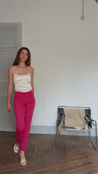 Vintage Armani Jeans Red Trousers – Size 28 – Designer Statement Pants