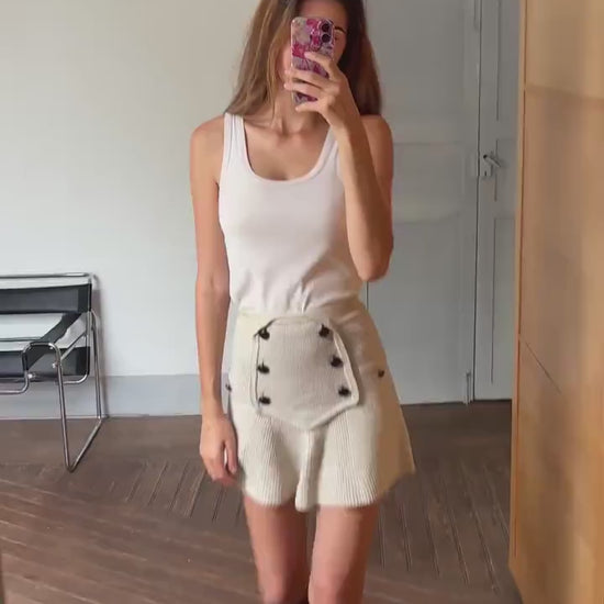 Vintage off white By Malene Birger tank top, Designer eggshell white camisole, Elegant cotton top