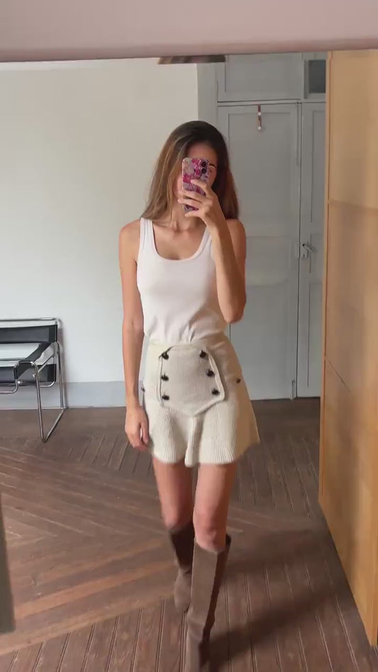 Vintage off white By Malene Birger tank top, Designer eggshell white camisole, Elegant cotton top