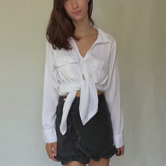 Calvin Klein Jeans white button-up shirt M | shiny front jersey back | Men long sleeve designer clothing