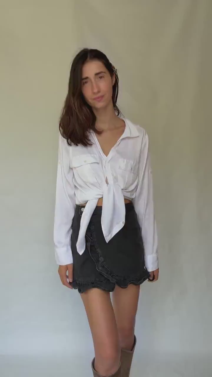 Calvin Klein Jeans white button-up shirt M | shiny front jersey back | Men long sleeve designer clothing