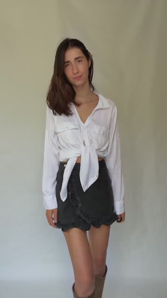 Calvin Klein Jeans white button-up shirt M | shiny front jersey back | Men long sleeve designer clothing