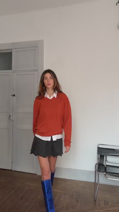 Luxe Pedro del Hierro Wool-Cashmere Blend Jumper – Burnt Orange –