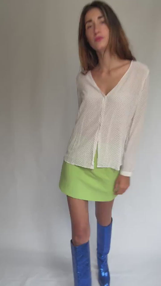 Massimo Dutti white blouse EUR 42 – minimalist polka dot button-up – soft draped fit – feels like viscose or polyester